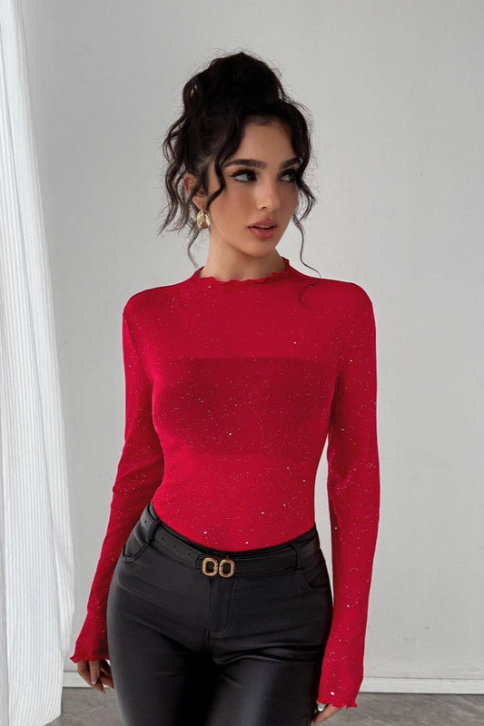 Sequin Slim Fit Long Sleeve Bloshope