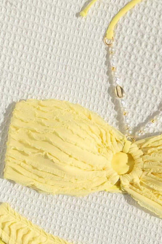 Pearl Chain Halter Bikini Set