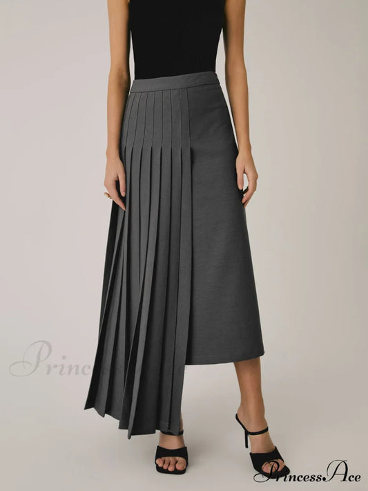 Asymmetric Pleated Graceful Maxi Skirt Skirts