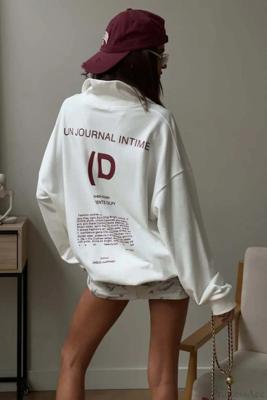 Athletic Color Block Letter Print Casual Sweatshirt