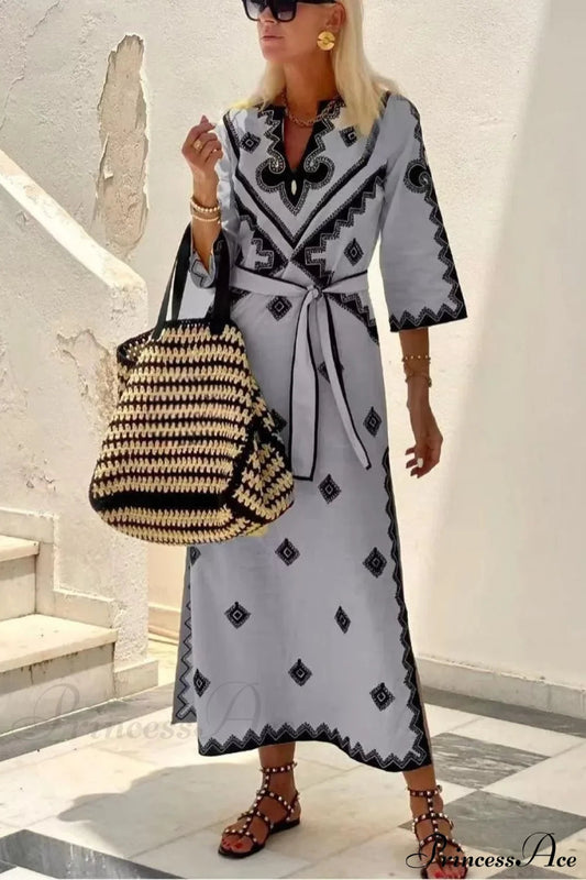 Autumn Fragrant Hemp A-line Boho Dress