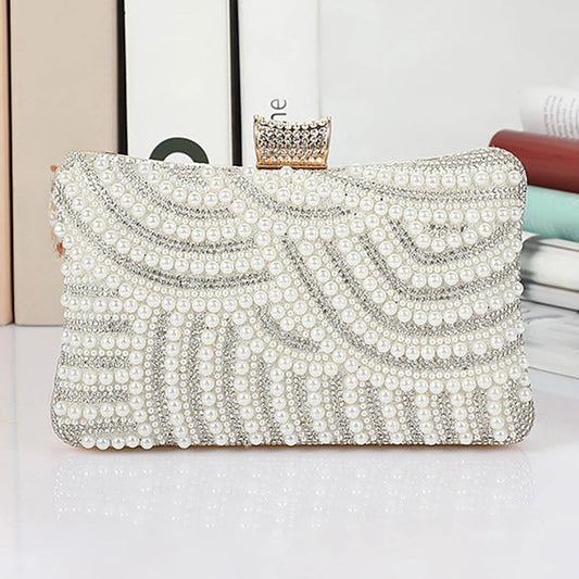 Pearl Diamond Wedding Evening Clutch Wristlet