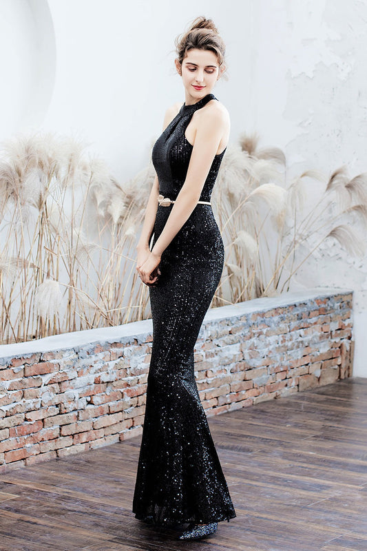 Plunging Neck Mermaid Formal Dress