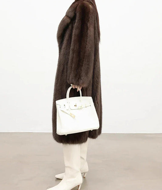 Faux Fur Lapel Pit Fabric Drape Overcoat