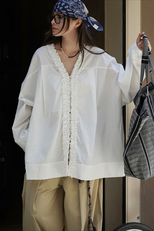 Ruffled Patchwork Long Sleeve Bloshope