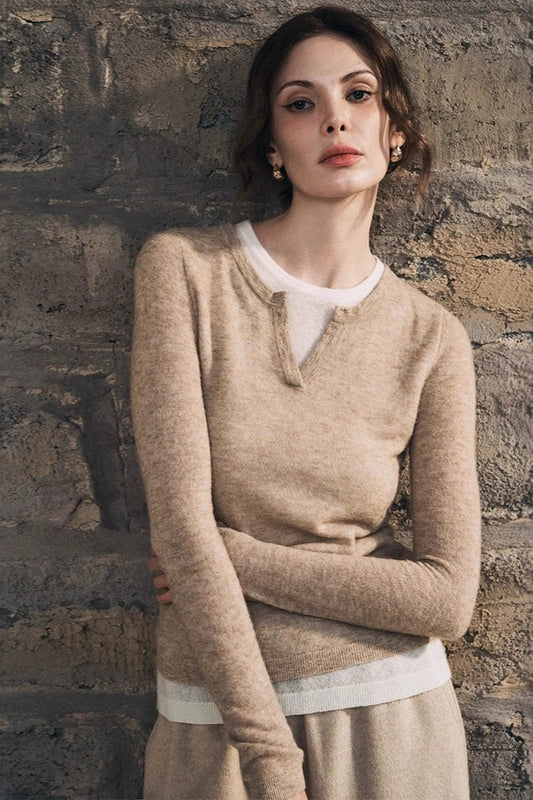 Wool Blend Layered Look Bloshope
