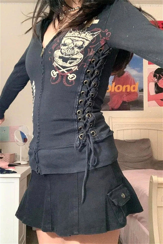 Bandage Design Long Sleeve Hoodie