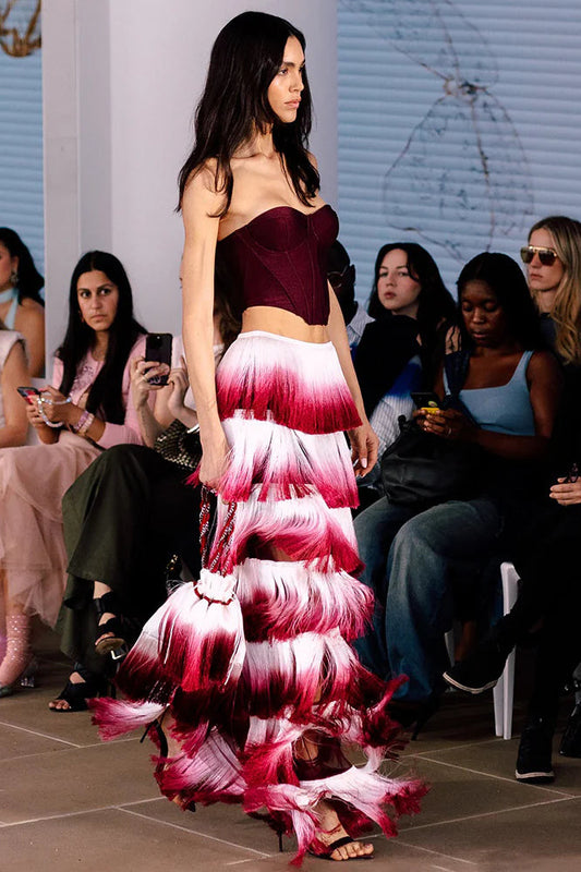 Elegant Fringed Waist Elastic Casual Maxi Dress