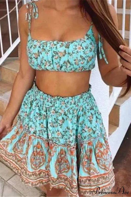 Backless Two Piece Boho Dress