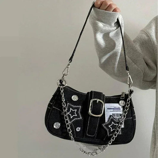 Canvas Stars Pattern Y2K Crossbody