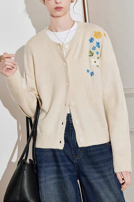 Vintage Floral Embroidered Knit Bloshope