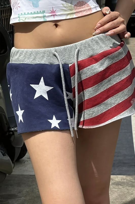 American Flag Drawstring Shorts