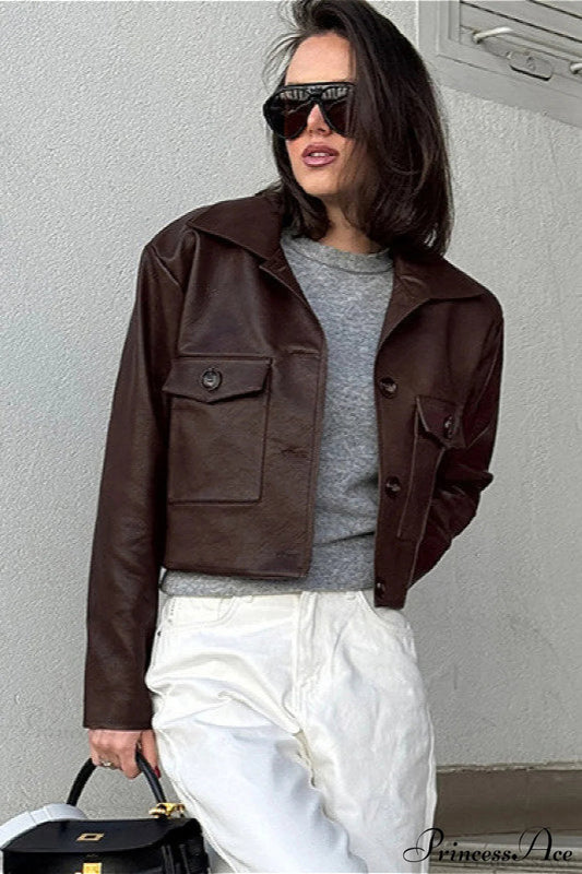 Biker Leather Collared Slim Coat