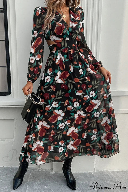 Boho Beach Deep V Neck Maxi Dress