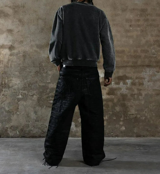 Distressed Cotton Gothic Sweatshirt