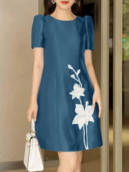 Elegant Satin A-line Floral Dress