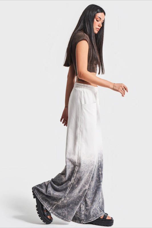 High Waist Ombre Drawstring Wide Jean