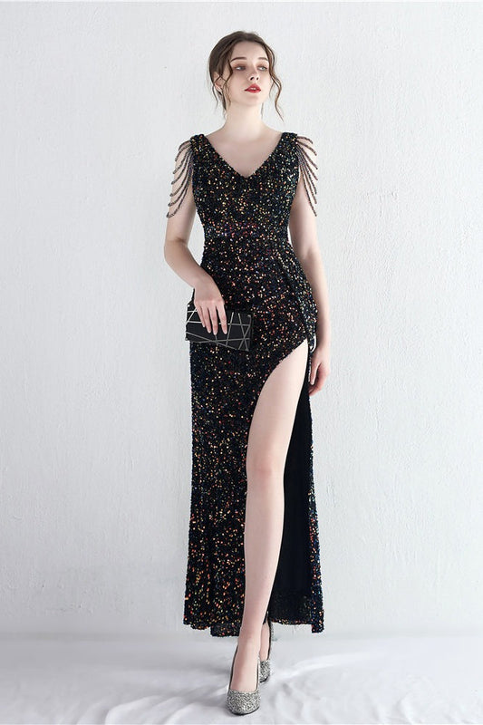 Statement Bead Mermaid Gown Formal Dress