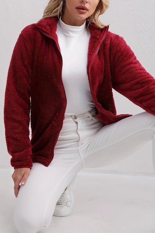Casual Fuzzy Zipper Jacket