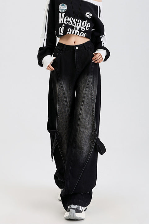 Vintage Washed Patchwork Jeans