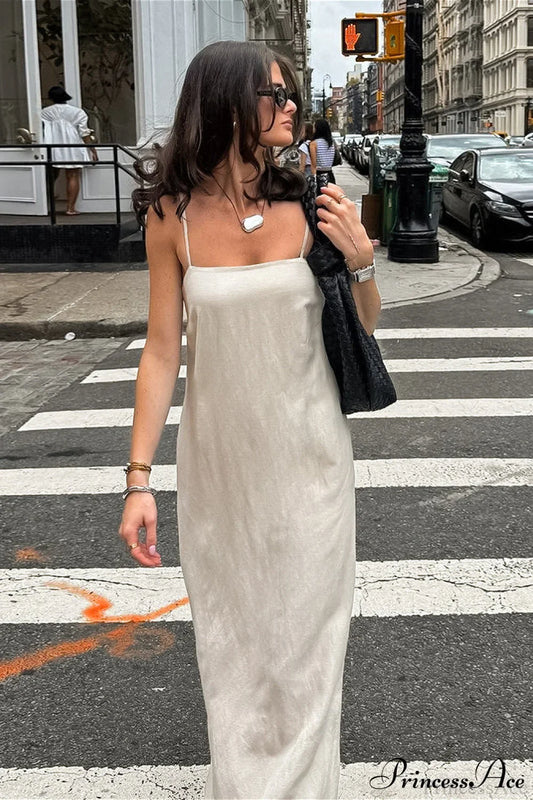 Cami Cotton Linen Loose A Line Maxi Dress