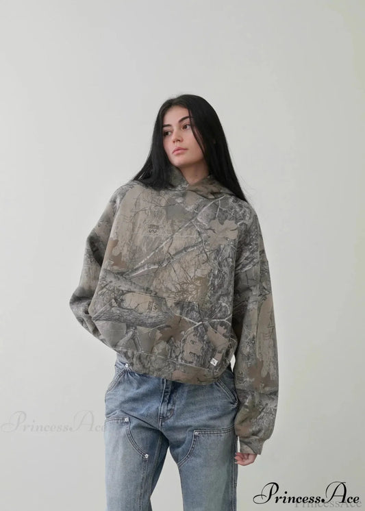 Camo Printed Oversized Hoodie