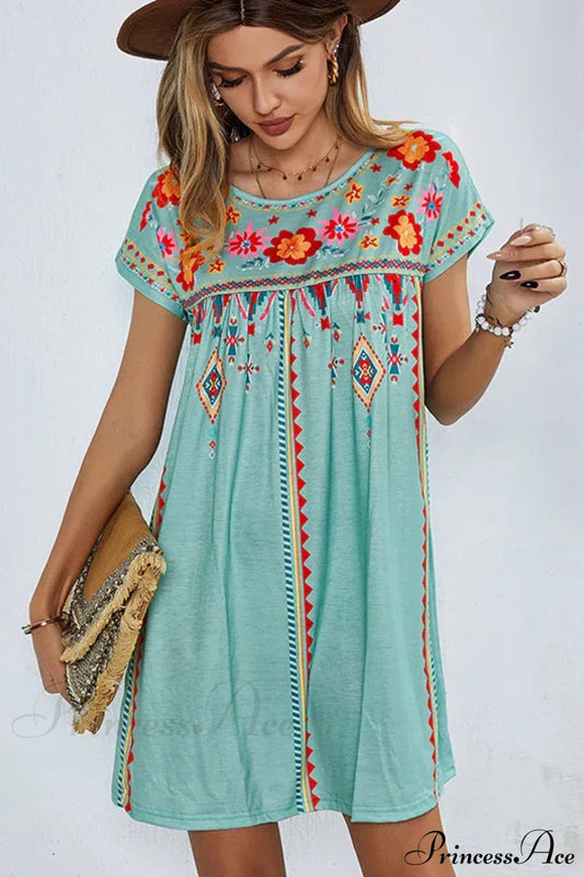 Casual O-neck Cotton Boho Dress