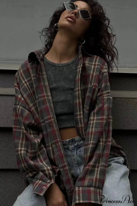 Casual Plaid Lapel Shirt Bloshope