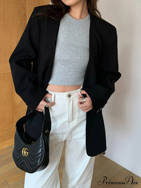 Casual Relaxed Graceful Fit Blazer Black / Xs Blazers