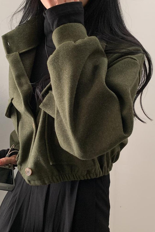 Relaxed Stand-Collar Wool-Look Jacket