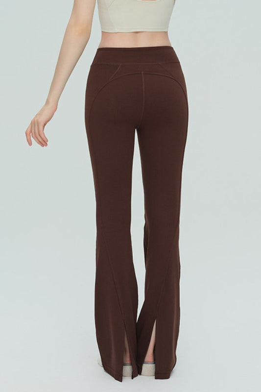 High-Waisted Breathable Flared Workout Slit Leggings