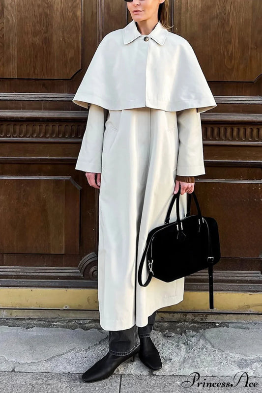 Collar Cape Slim Elegant Long Overcoat