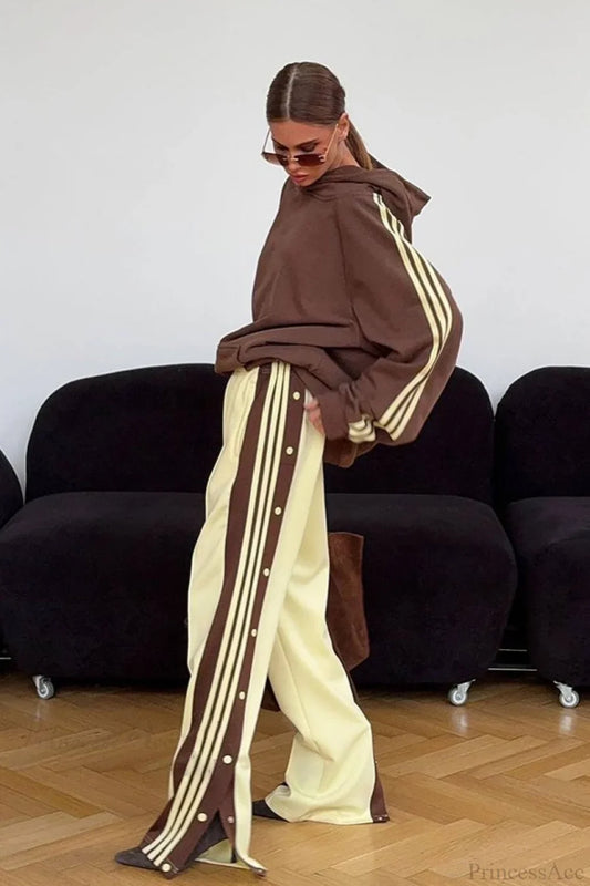 Color Block Hooded Oversized Comfy Hoodie Pants Two Piece Set