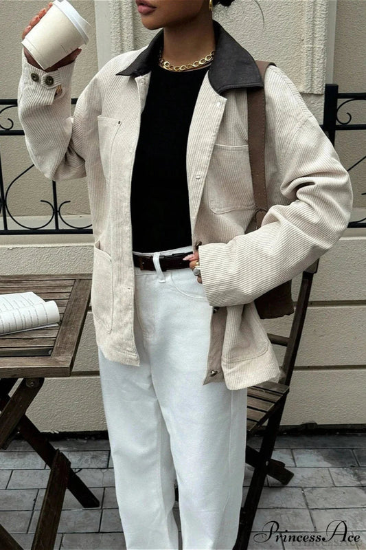 Corduroy Elegant Bshopiness Casual Office Coat