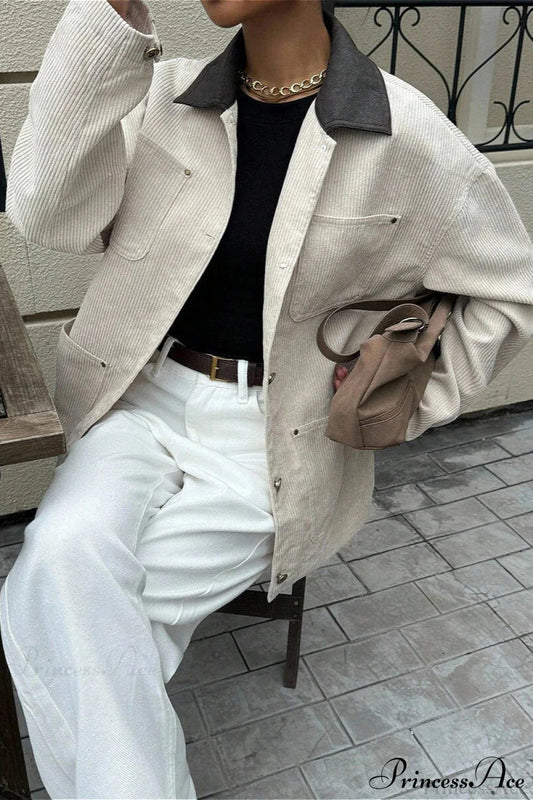 Corduroy Elegant Bshopiness Casual Office Coat