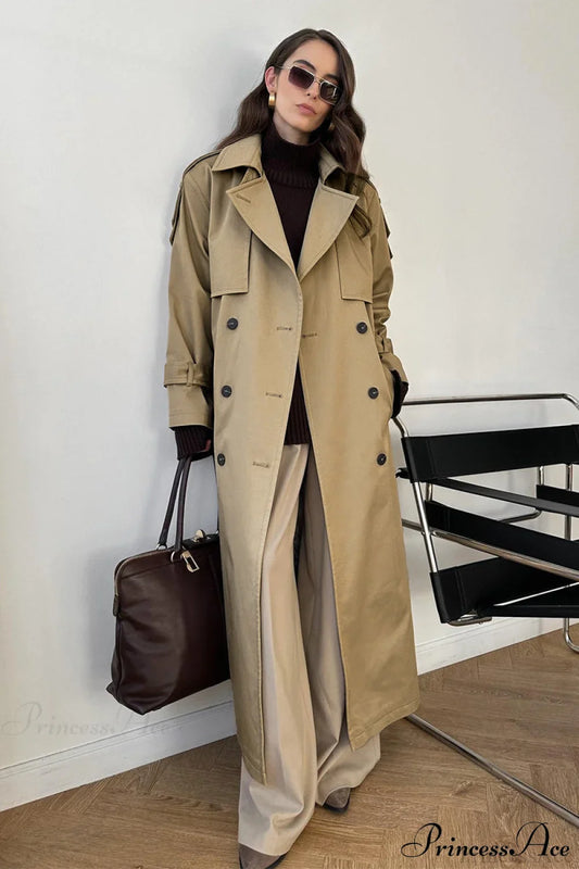 Cotton Belted Oversized Long Trench Overcoat