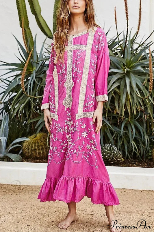 Cotton Rayon Long Sleeve Boho Dress