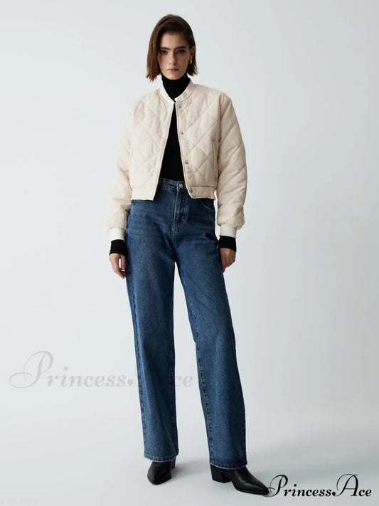 Creamy Lightweight Graceful Quilted Coat Coats-L