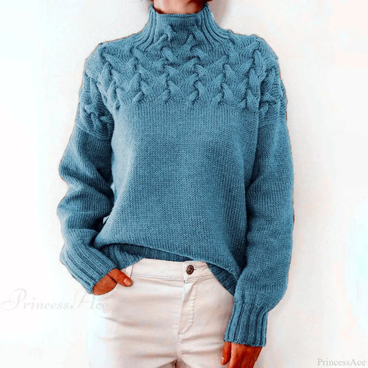 Crochet & Knitted Thick Pink Sweater light blue / S