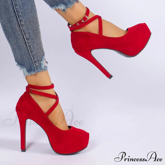 Cross-Tied Ankle Strap Wedding Platform Dress High Heels Zapatos De Mujer High Heel