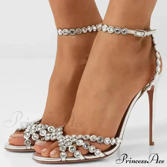 Crystal Luxury Designer Thin Transparent Sexy Summer Rhinestone Fish Mouth High Heel