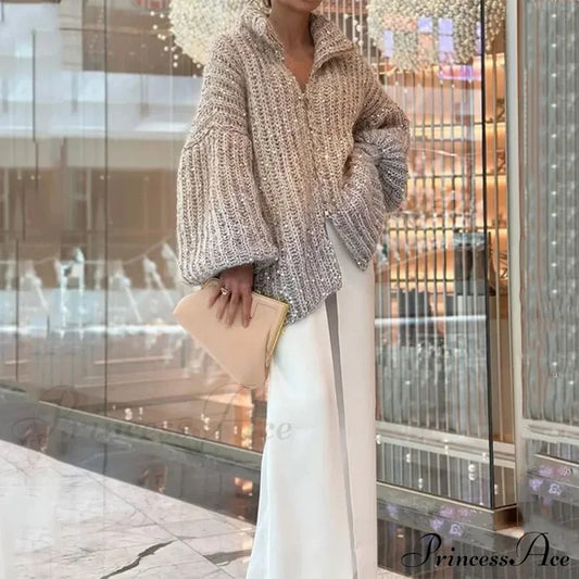 Cshoptomizable Sequin Wool Cardigan