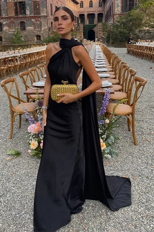 Elegant Satin Halter Dress