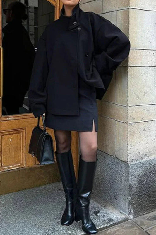 Short Woolen Casual Lapel Overcoat