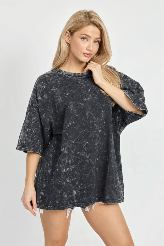 Acid Wash Crew Neck Oversize T-Shirt