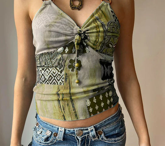 Hollow-Out Bohemian Crop Top