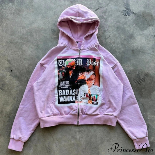 Dark Rebel Pattern Zip Hoodie