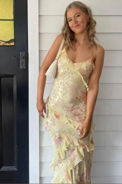 Sexy Wavy Trim Cami Maxi Dress