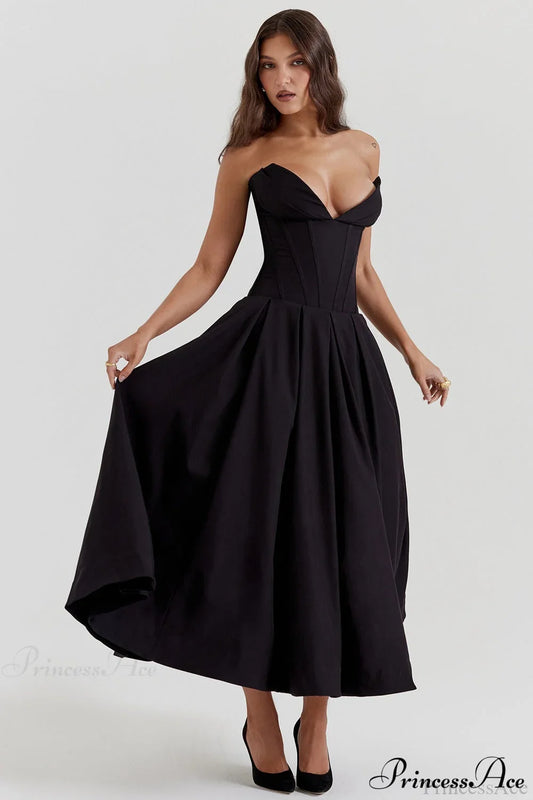 Deep V Strapless Bodycon Low-Waist Party Dress