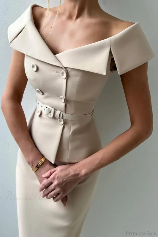 Double Breasted Tie Waist Bodycon Elegant Two Piece Set